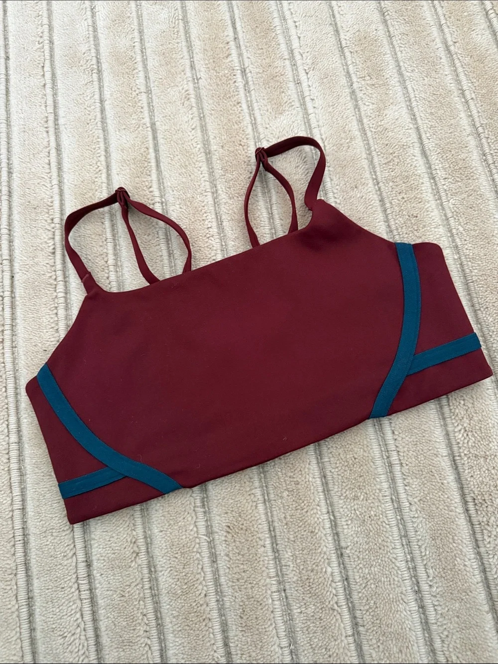 Nike Burgundy Sports Bra with Teal Trim